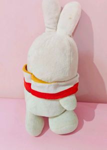 Soft White Bunny Plush Toy with Red Scarf