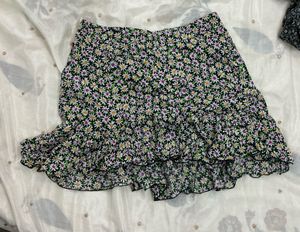Floral Ruffle Mini Skirt