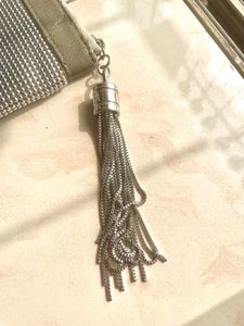 Sparkly Silver Clutch with Tassel