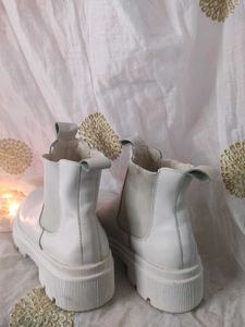 White Platform Chelsea Boots