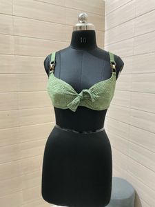 CALZEDONIA Bikini Bra Green Knotted Top