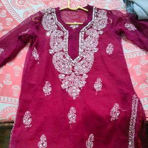 Maroon Embroidered Kurti