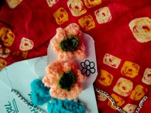 Crochet Heart Pendent With Earrings