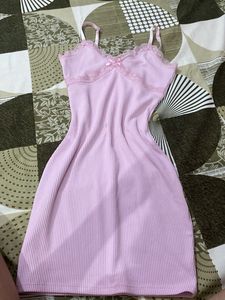 H&M Pink Lace Trim Slip Dress