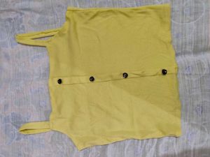 Yellow Button-Detail Tank Top