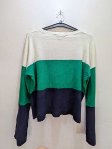 Colour-Block Crew Neck Knitted sweater