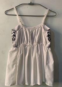 White Embroidered Tank Top