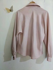 Pearl Pink Silk Satin Shirt