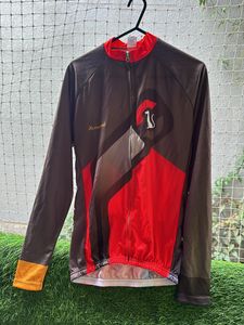 Brown Red Full Sleeve Cycling Jersey Size M 38