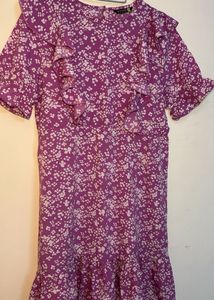 Purple Floral Ruffle Dress