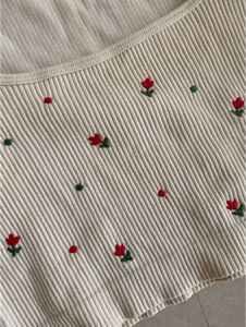 Floral Embroidered Crop Top
