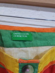 Benetton Striped Midi Skirt