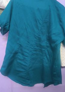 A Sea Blue Color Half Shirt For Girls Pure Cotton