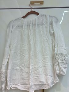 White Crochet Sleeve Top