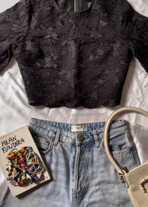 Black Floral Lace Top