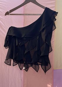 Black Ruffle One-Shoulder Top