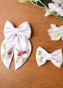 Floral Embroidered Hair Bow Set