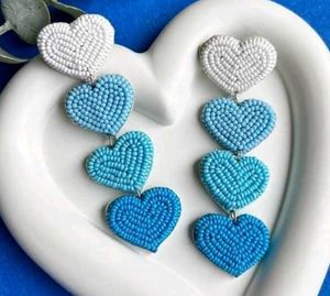 Blue Heart Beaded  Earrings💙
