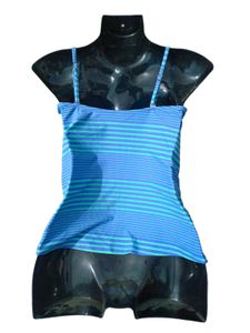 2 Striped Tankini Swimsuit Tops Camisole M&amp;L
