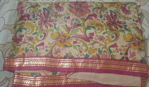 Flower Print Tusser Silk Saree