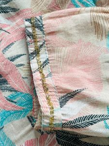 Floral Print Kurti  Set with Embellished Neckline