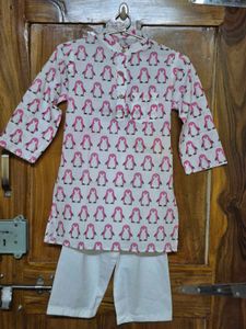 Cute Penguin Print Kurta Set
