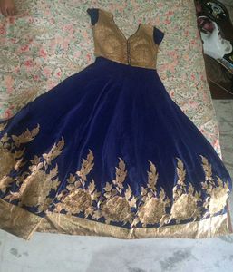 Blue & Gold anarkali kurta