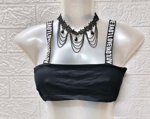 Black &#39;LOVE&#39; Crop Top For Medium To Large Size