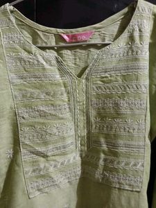 Olive Green Embroidered Kurti