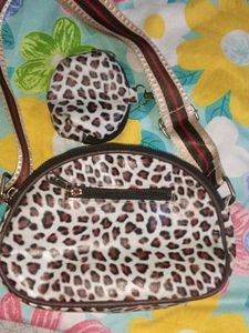 Leopard Print Crossbody Bag With Coin Pouch.
