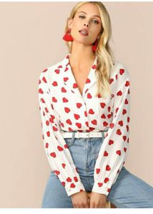 Korean Heart Printed Shirt For Super Sale