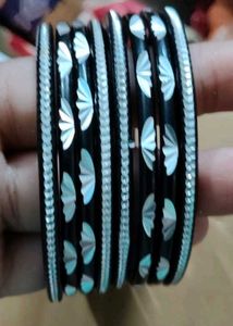 Black &amp; Silver Bangle Set
