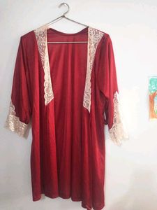 Red Lace Trim Robe
