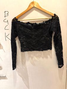 Elegant Black Lace Long Sleeve Top