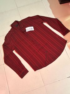 Reserved Burgundy Striped Shirt Size L