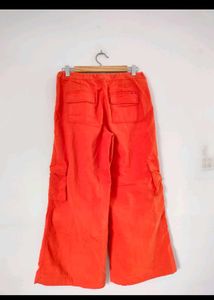 Orange Wide Leg Cargo Pants