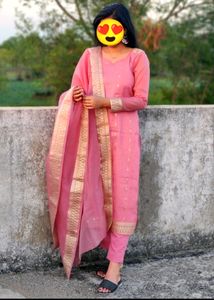 Organza Kurta Pants And Dupatta