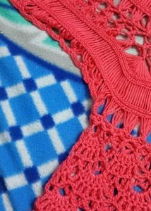 Red Crochet Style Top