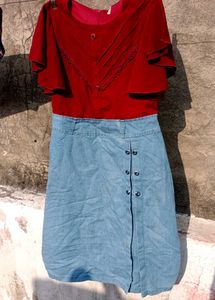 Red &amp; Blue denim Dress