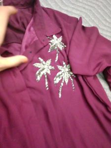 Purple One Side Duppta Dress With Belt