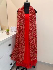 Red Anarkali Dress with Dupatta