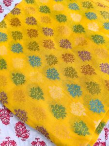 Pure Cotton Woven Yellow Blouse Piece