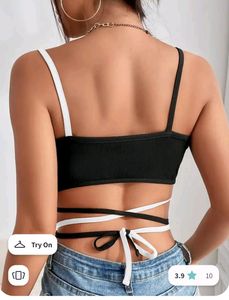 Black &amp; White Tie Tank Top
