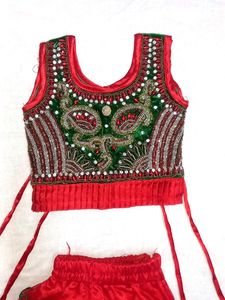 Red &amp; Green Colored Beautiful Lehenga For Kids ♥️