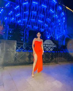 Maxi- In Red Hot Color With Stretchable Fit