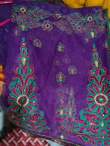 Embroidered Purple Dupatta