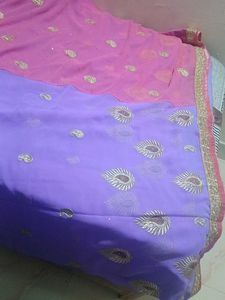 Elegant Pink &amp; Lilac Saree