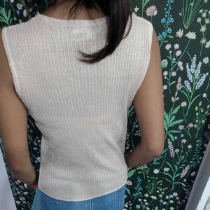 Cream Sleeveless Top