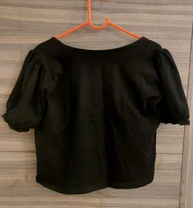 CATION Black Sweetheart Neckline Blouse