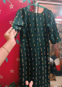 Green Printed Kurti Dress